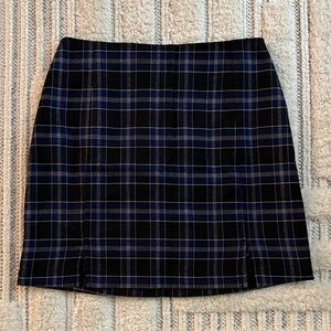 Navy and Black Plaid Pencil Skirt